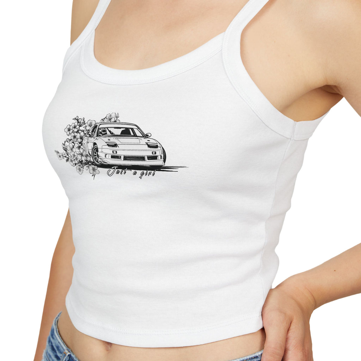 Racing Car Floral Crop Tank