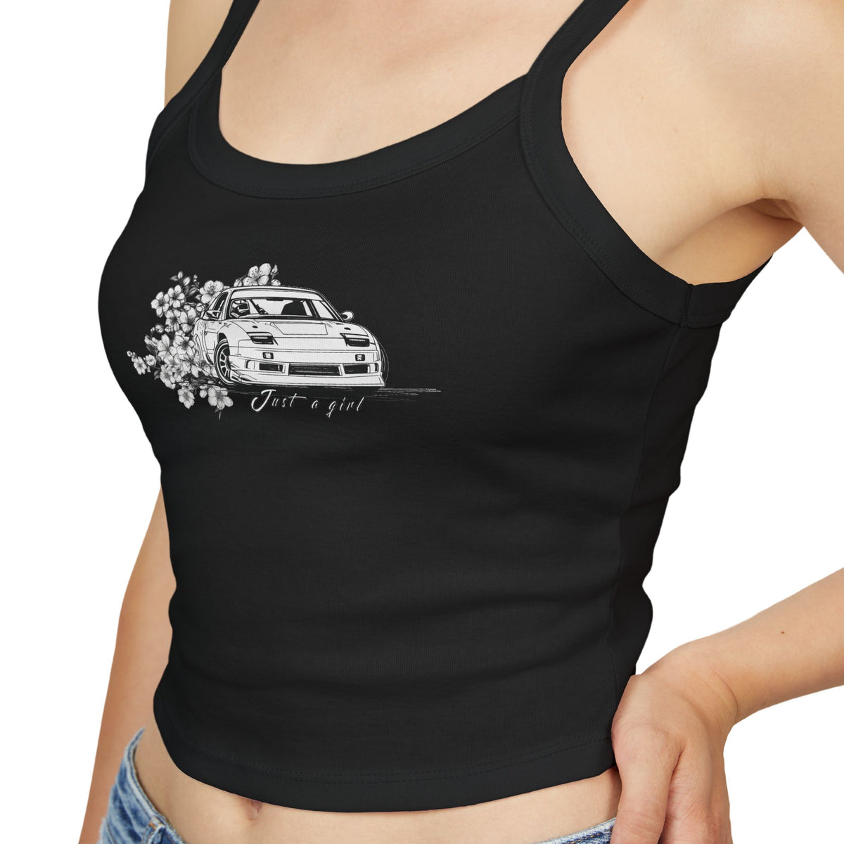 Racing Car Floral Crop Tank