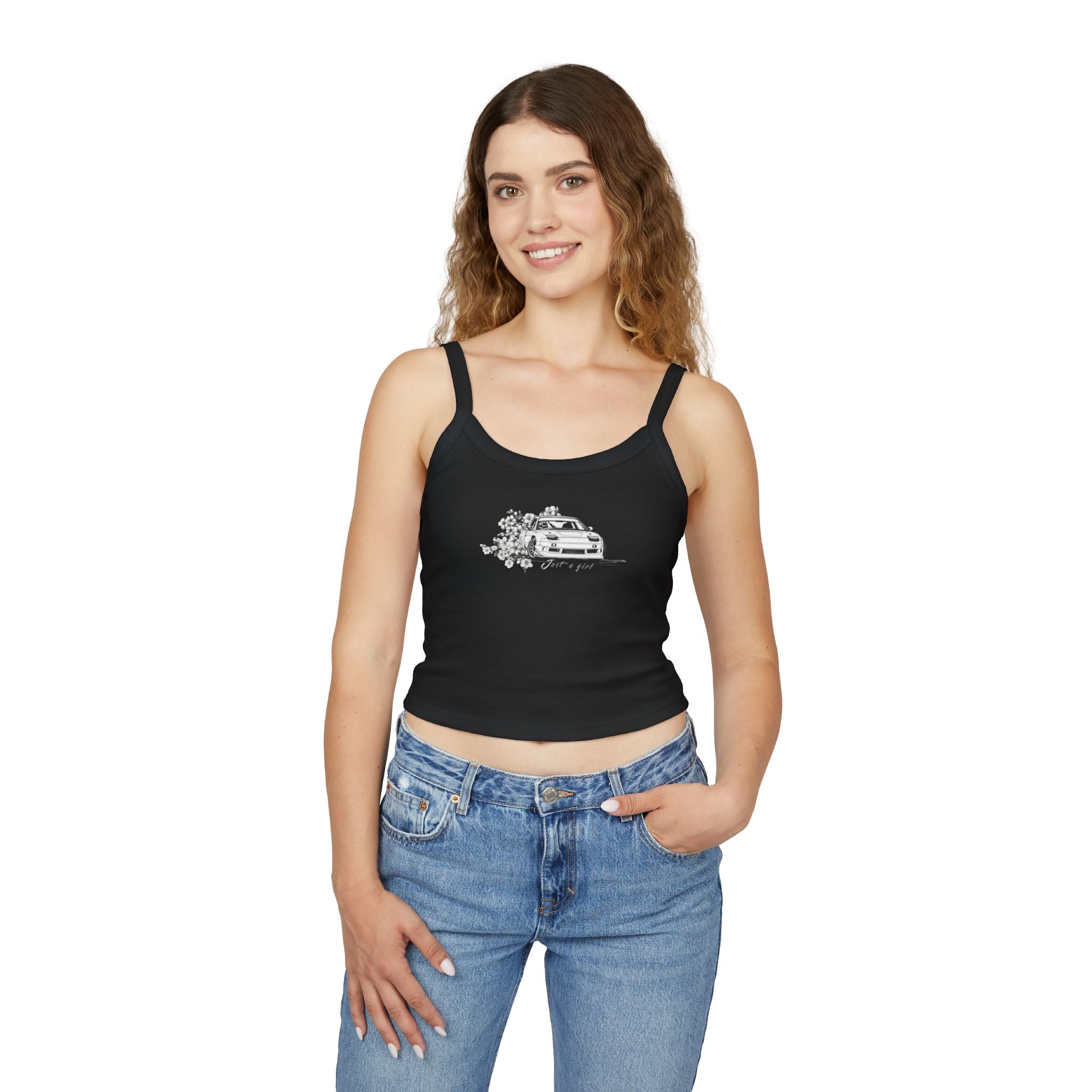 Racing Car Floral Crop Tank
