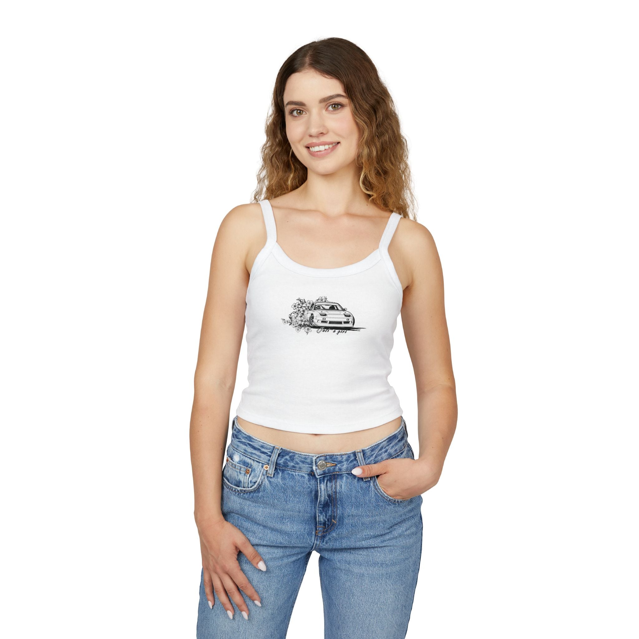 Racing Car Floral Crop Tank