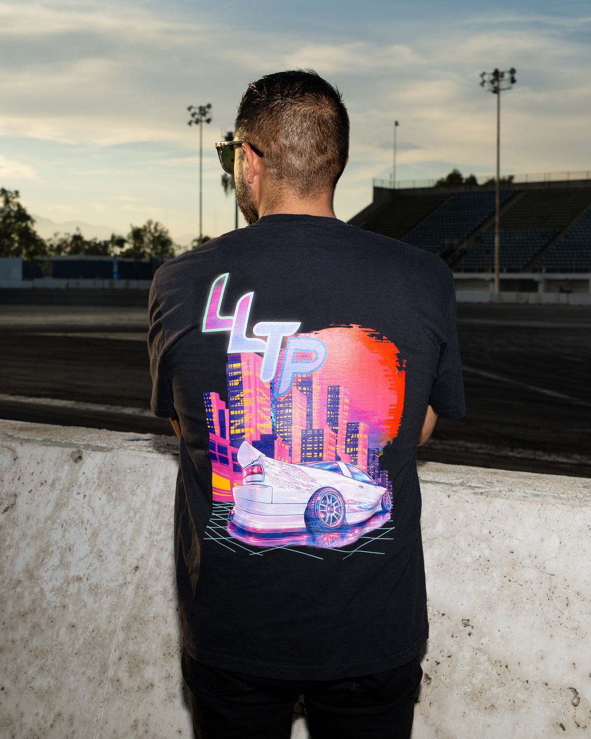 Retro Racing City T-Shirt — LLTP Neon Car Graphic